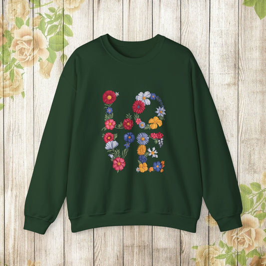 Love in Flowers Designed Texted Sweatshirt